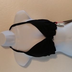 NWT South Beach Black Ruffle Triangle Bikini Top Size 12
